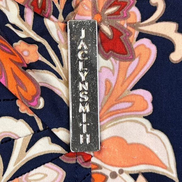 Jaclyn Smith Blouse 3X Blue Large Floral Pattern Faux Wrap Romantic Boho Top - Picture 7 of 9